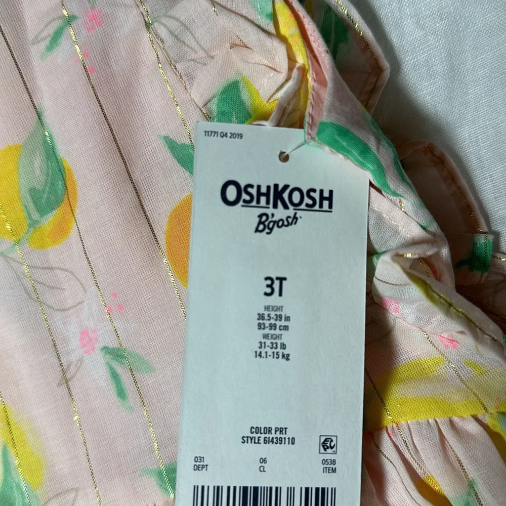 Oshkosh Lemon Print Ruffle Sleeve Flutter Dress - Picture 10 of 10